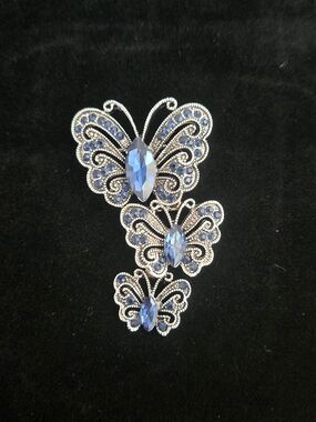 Blue Crystal Butterfly Brooch